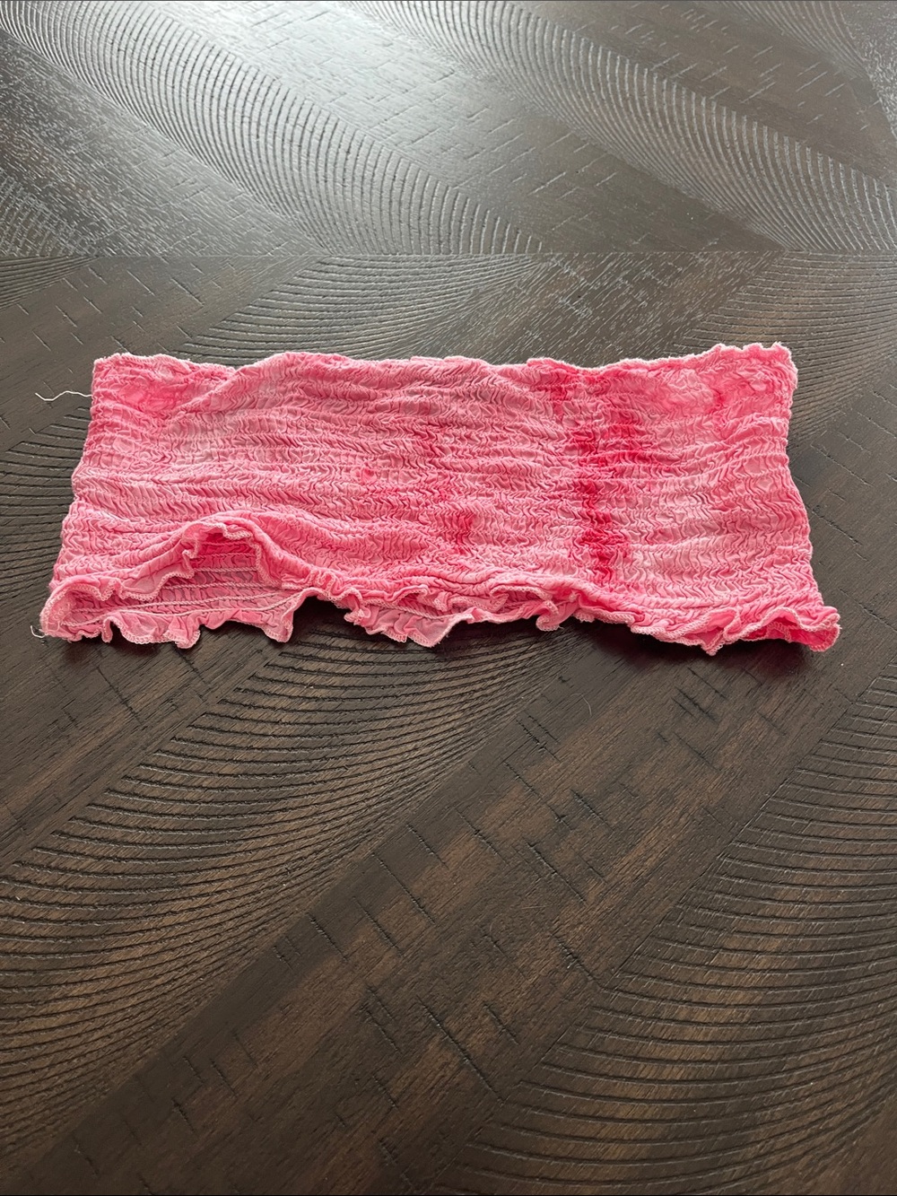 SHEIN Bubblegum Pink Smocked Bandeau with Ruffle Trim